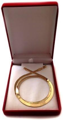Jewelry Affairs 14k Yellow Solid Gold Imperial Herringbone Chain Necklace, 4.7mm