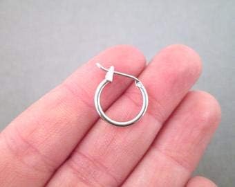 3 Pairs 925 Sterling Silver Hoop Earrings | Small White Gold Plated Hoop Earrings for Women (13mm,15mm,20mm，25mm,30mm,40mm,50mm,60mm)