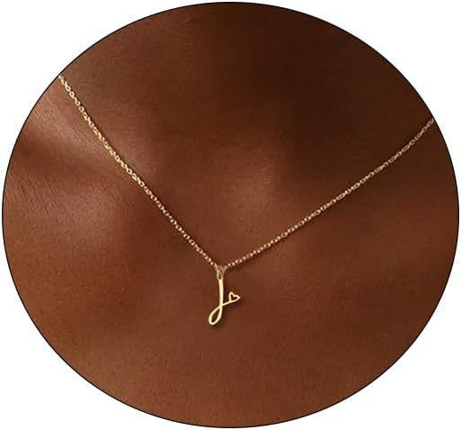 CAROVO Initial Necklaces for Women, Dainty 14K Gold/Silver Letter Pendant Necklace Trendy Simple Cute Necklaces Monogram Name Choker Necklace Jewelry Gift
