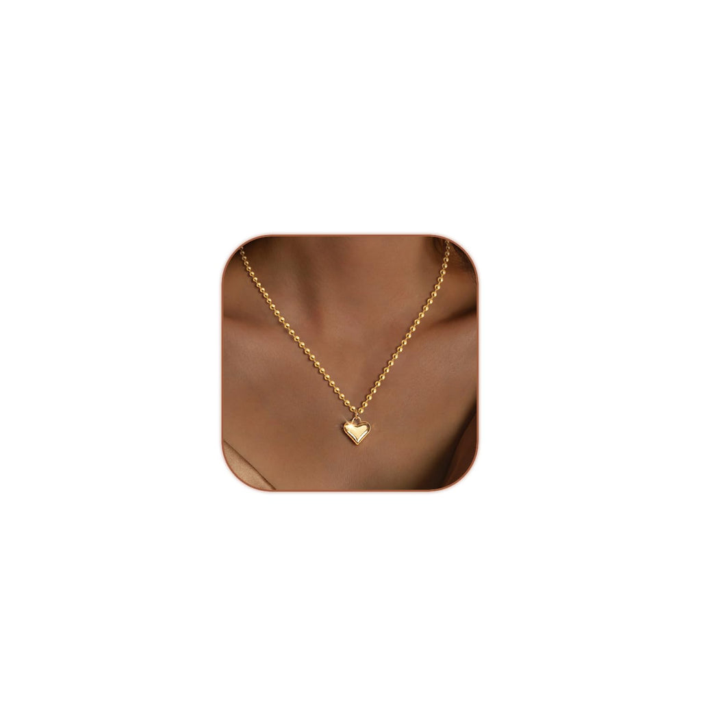 HERIER Cute Heart Necklace Dainty 18k Gold Plated Tiny Heart Pendant Choker Necklaces Small Gold Love Open Heart Chain Necklace for Women Simple Gold Necklace for Women Trendy Jewelry