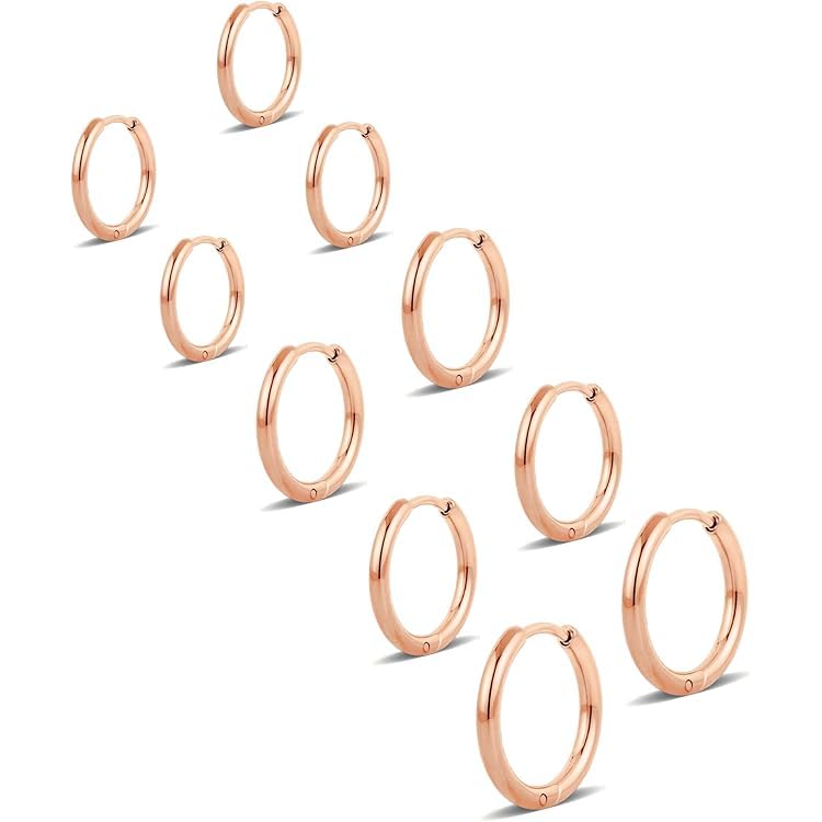 316L Surgical Stainless Steel Small Gold Silver Hoop Earrings for Women Men,Hypoallergenic Cartilage Helix Earrings for Sensitive Ears,Cute Conch Rook Tiny Huggie Hoops Earring Set for Multiple Piercing Jewelry Gift 6mm-12mm