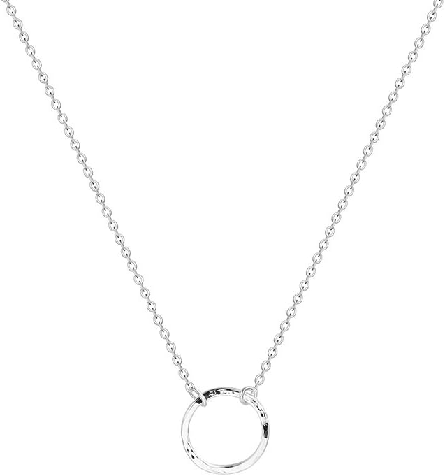 Fettero Pendant Necklace Gold Choker Layered Coin Open Karma Circle Full New Crescent Moon 14K Gold Plated Simple Dainty Necklaces for Women Jewelry Gift