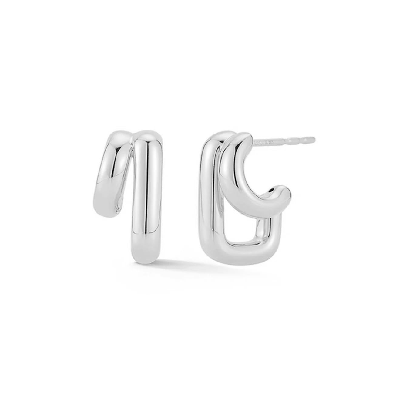 14K Gold Plated Illusion Stud Earrings for Women | Triple Huggie Hoop Earrings for One Hole| Trendy Simple Hypoallergenic Fashion Accessories Gold Jewelry Gifts for Womens