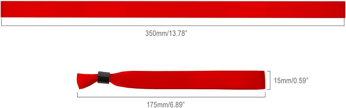 120 Pack Fabric Event Wristbands with Secure One-Time Plastic Lock - 13.78 Inches Adjustable Cloth Security Bracelets for Music Festivals, Nightclubs, Schools, VIP Access, Parties (Red)