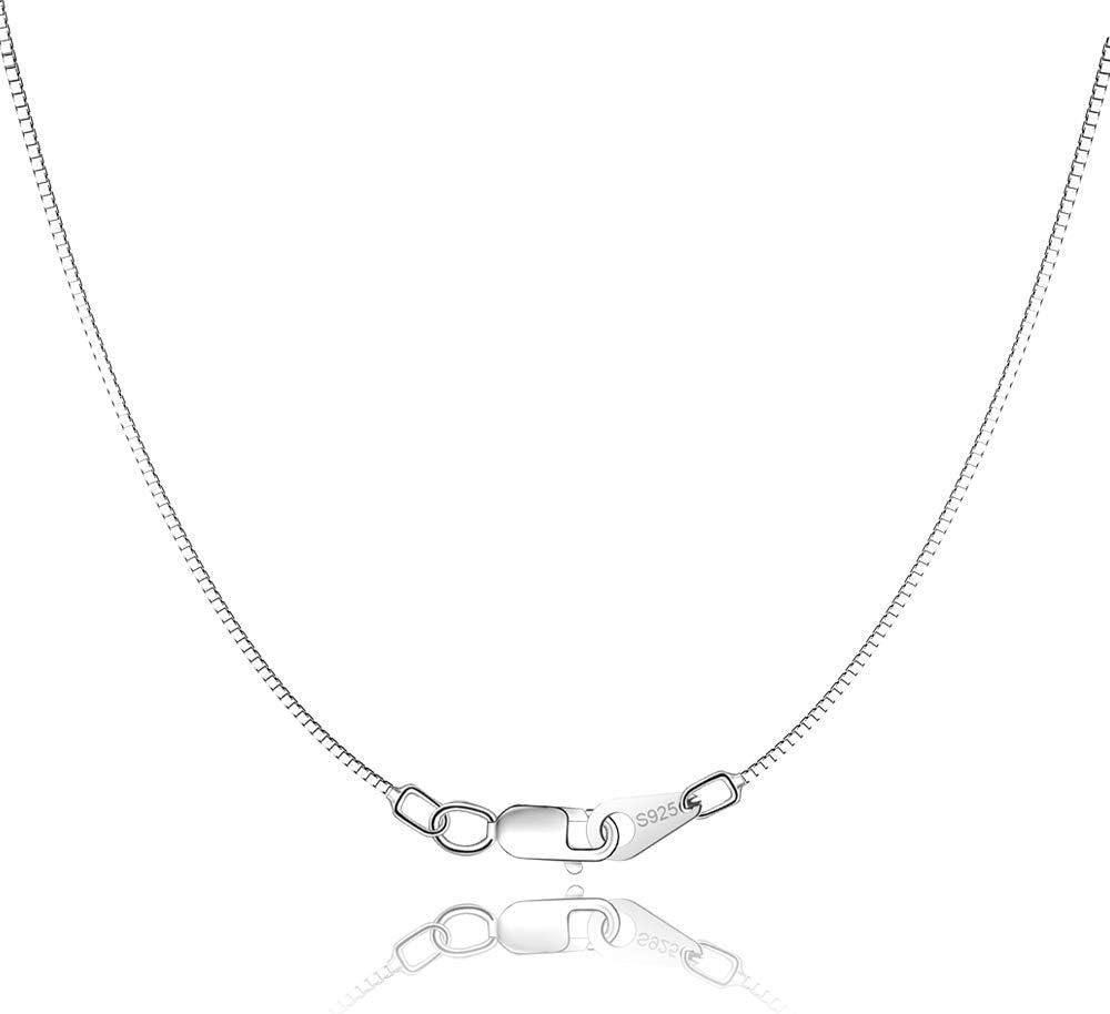 Jewlpire 18K Gold Plated 925 Sterling Silver Chain Necklace for Women Girls, 0.8mm Box Chain Lobster Claw Clasp-Super Thin & Strong Necklace Chain 16/18/20/22/24 Inch