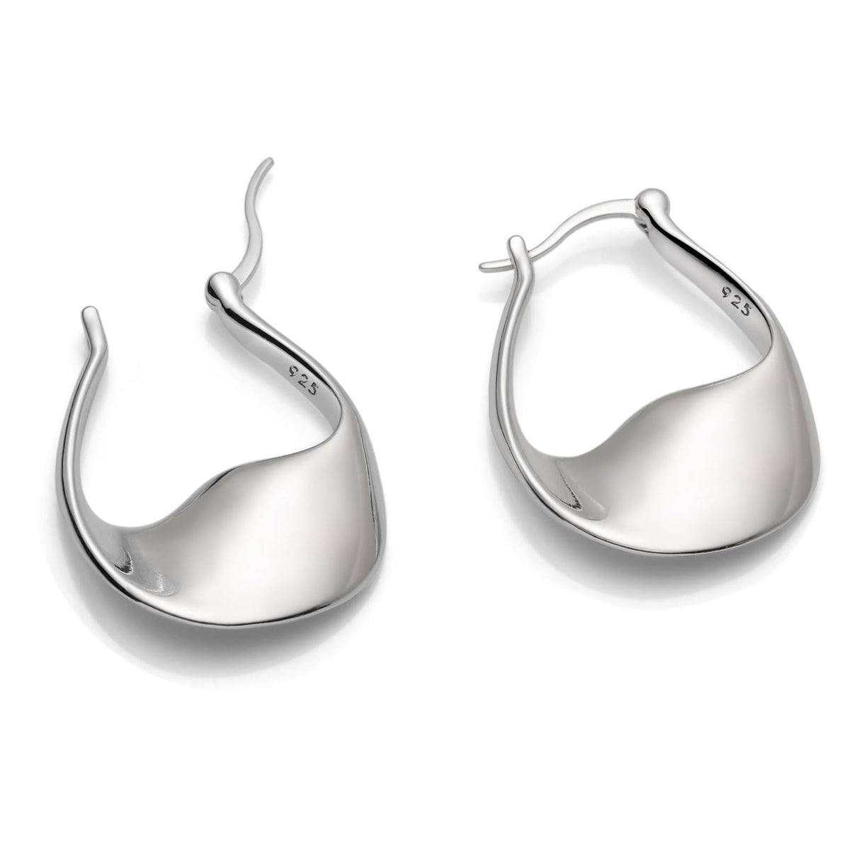 925 Sterling Silver Earrings Silver Hoop Earrings for Women Small Huggie Hoops, Lightweight Chunky Hoops, Hypoallergenic Nickel-Free Elegant Everyday Jewelry, Dainty Silver Earrings for Gifts