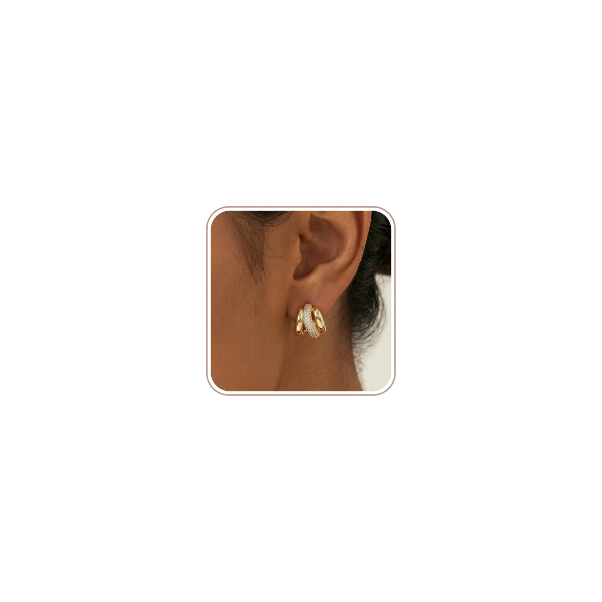 4 Pair Small Gold Hoop Earrings for Women Sensitive Ears - Hypoallergenic 14k Real Gold Plated Hoops Zirconia Cartilage Huggie Earrings Set Helix Piercing Earring Gold Jewelry for Women Gift