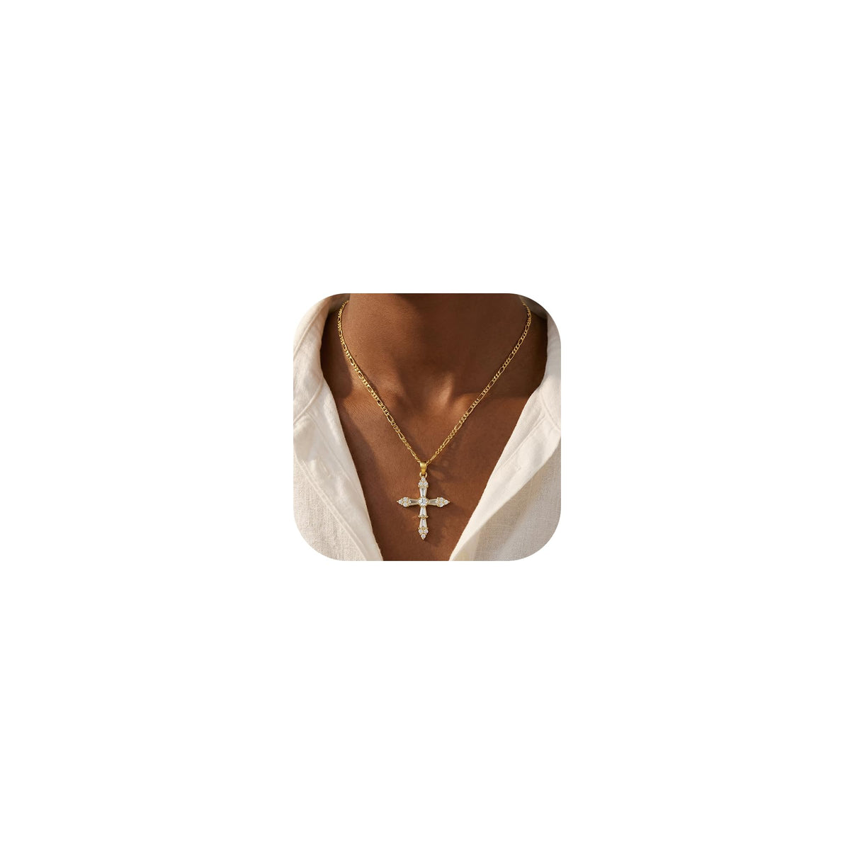 14K Gold Plated Cross Necklace for Women, Christian Jewelry | Hypoallergenic & Non-Tarnish Waterproof, Dainty Minimalist Everyday Wear, Baptism Confirmation Communion Faith Gift for Her
