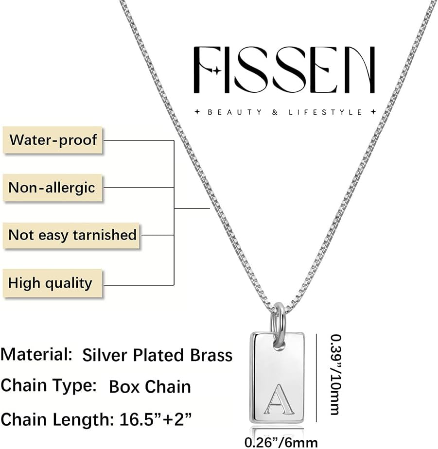 Initial Necklaces for Women Silver Plated Letter Necklace Dainty Waterproof Pendant Necklace Personalized Gifts Trendy Silver Jewelry