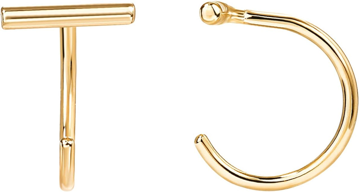 PAVOI 14K Gold Plated Half Hoop Earring for Women, Cartilage Huggie Earring | Hypoallergenic 925 Sterling Silver Earrings, Dainty Huggie Hoop Earrings