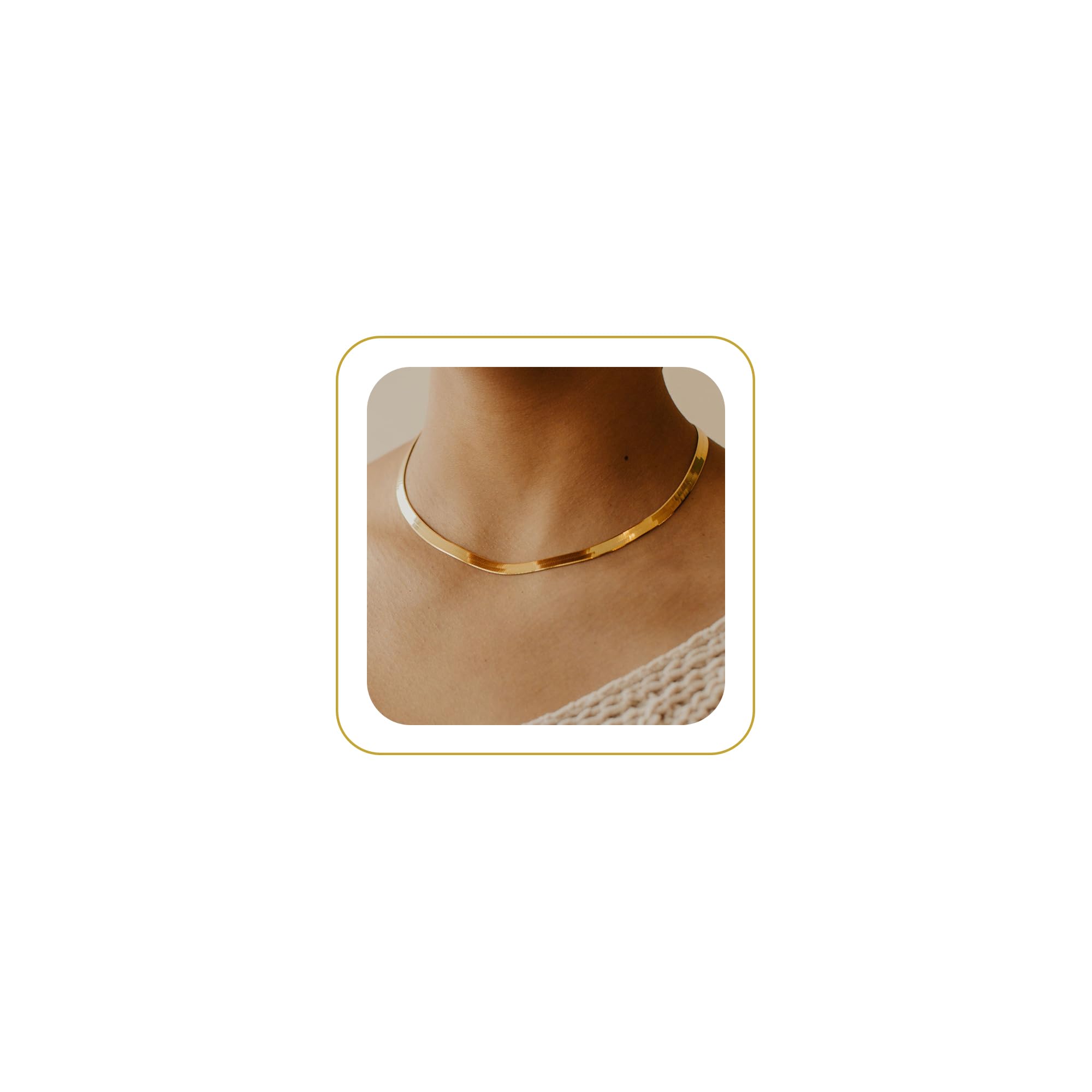 CHESKY Gold Necklace for Women 14K Plated/S925 sterling silver Snake Chain | Dainty Gold Necklace,Thin Chunky Chain,Simple Choker Necklaces for Women,Non tarnish Trendy Jewelry, Gifts for Women