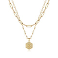 M MOOHAM Dainty Initial Necklaces for Women, 14K-Gold-Plated Layering Necklace for Women Cute Hexagon Letter Initial Necklace Layered Necklaces for Womens Teen Girl Gifts