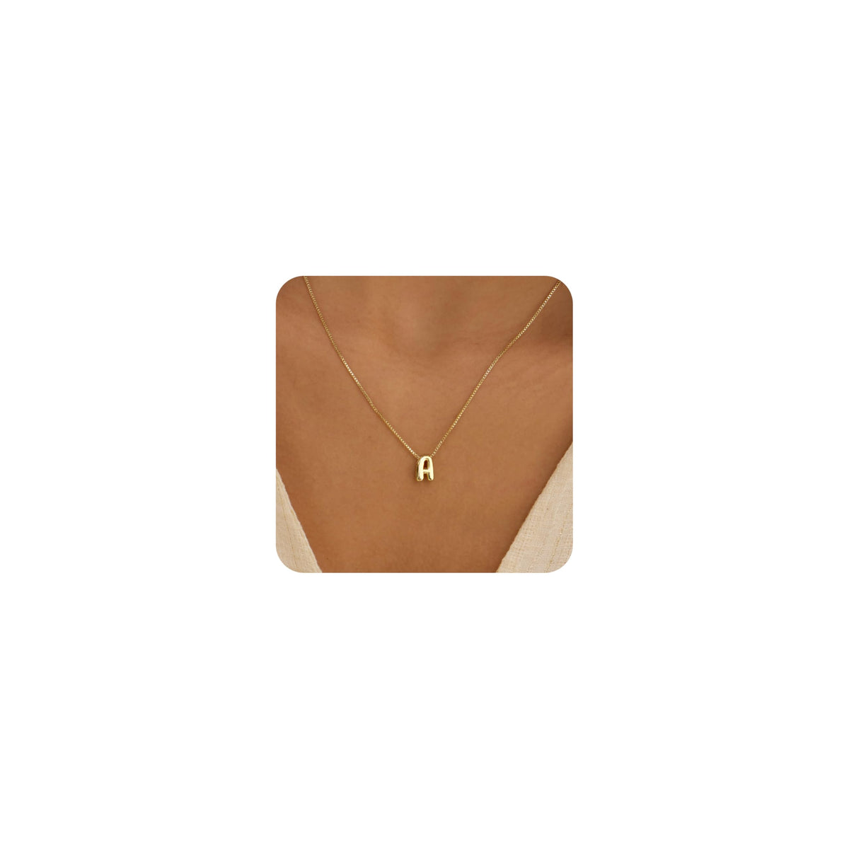 14K Gold Plated Bubble Letter Necklace, Tarnish Free and Waterproof Dainty Initial Necklace for Women, Trendy Personalized Gold Jewelry Gift for Her