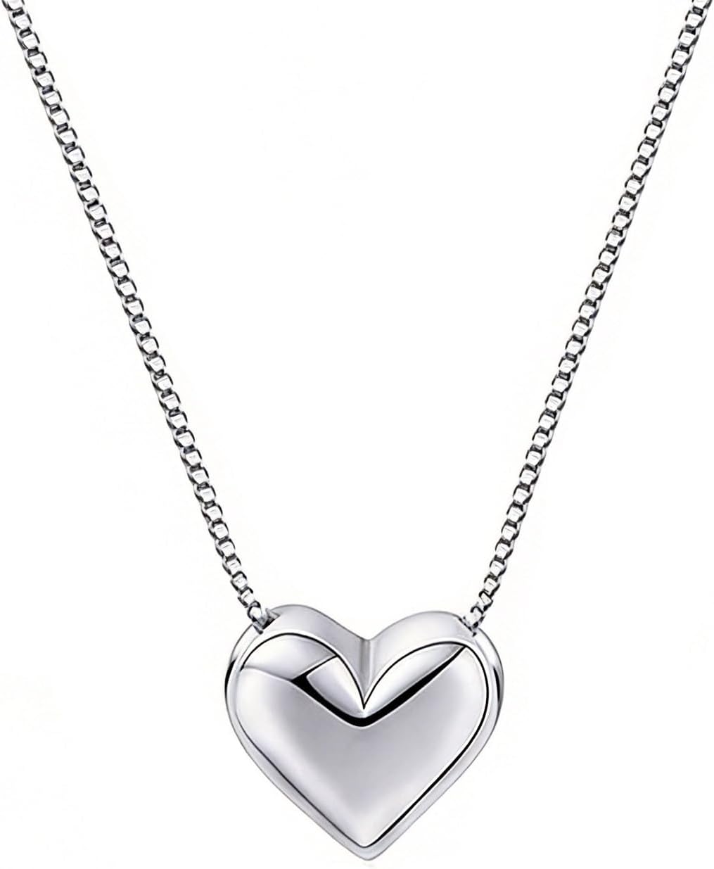 Silver Heart Pendant Necklace for Women Dainty Minimalist Jewelry