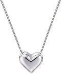 Silver Heart Pendant Necklace for Women Dainty Minimalist Jewelry