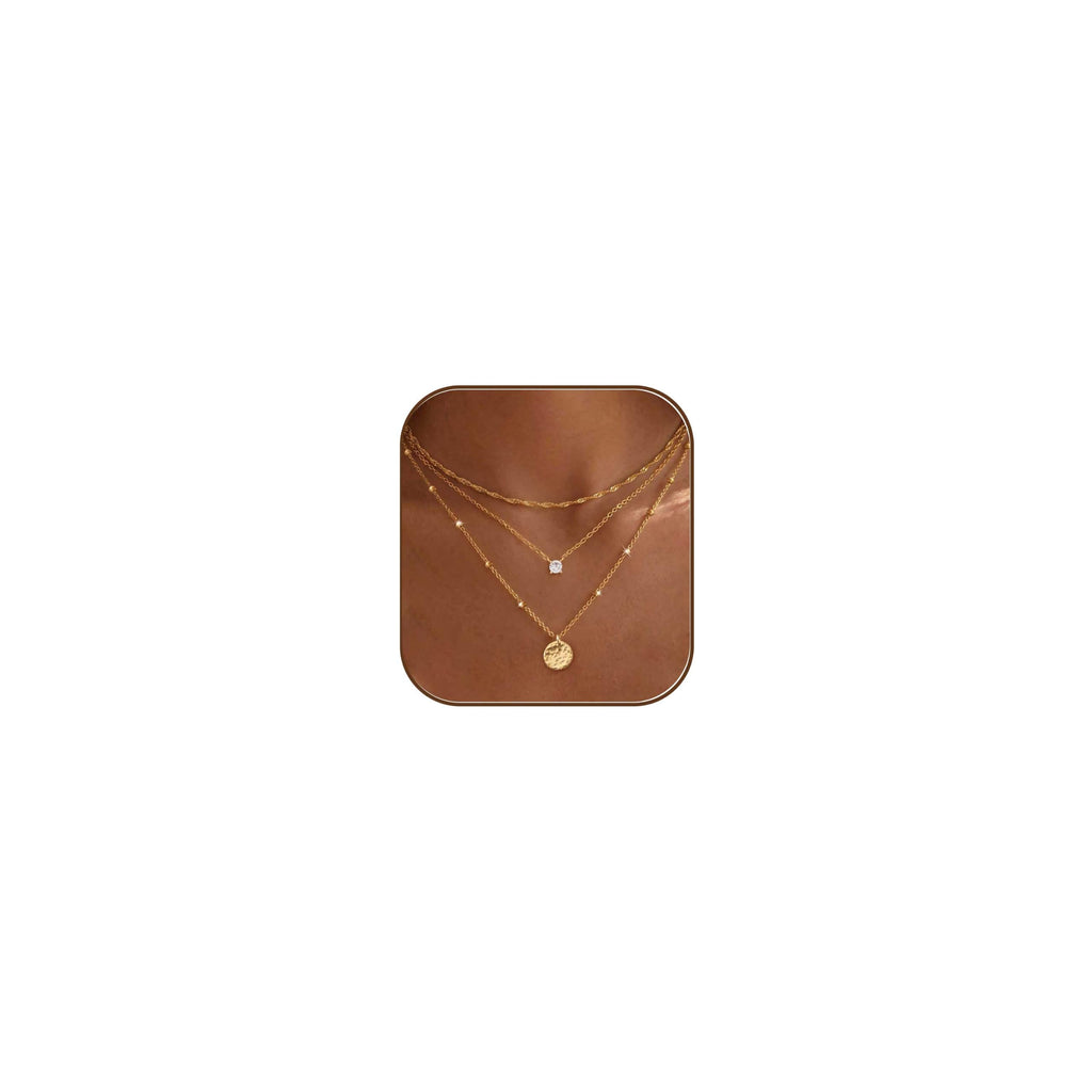 Ewrkbr Layered Necklaces for Women,Dainty Gold Necklace Stack 14k Gold Plated Layering Chain Choker Necklace Set Simple Statement Gold Necklaces for Women Trendy Waterproof Jewelry
