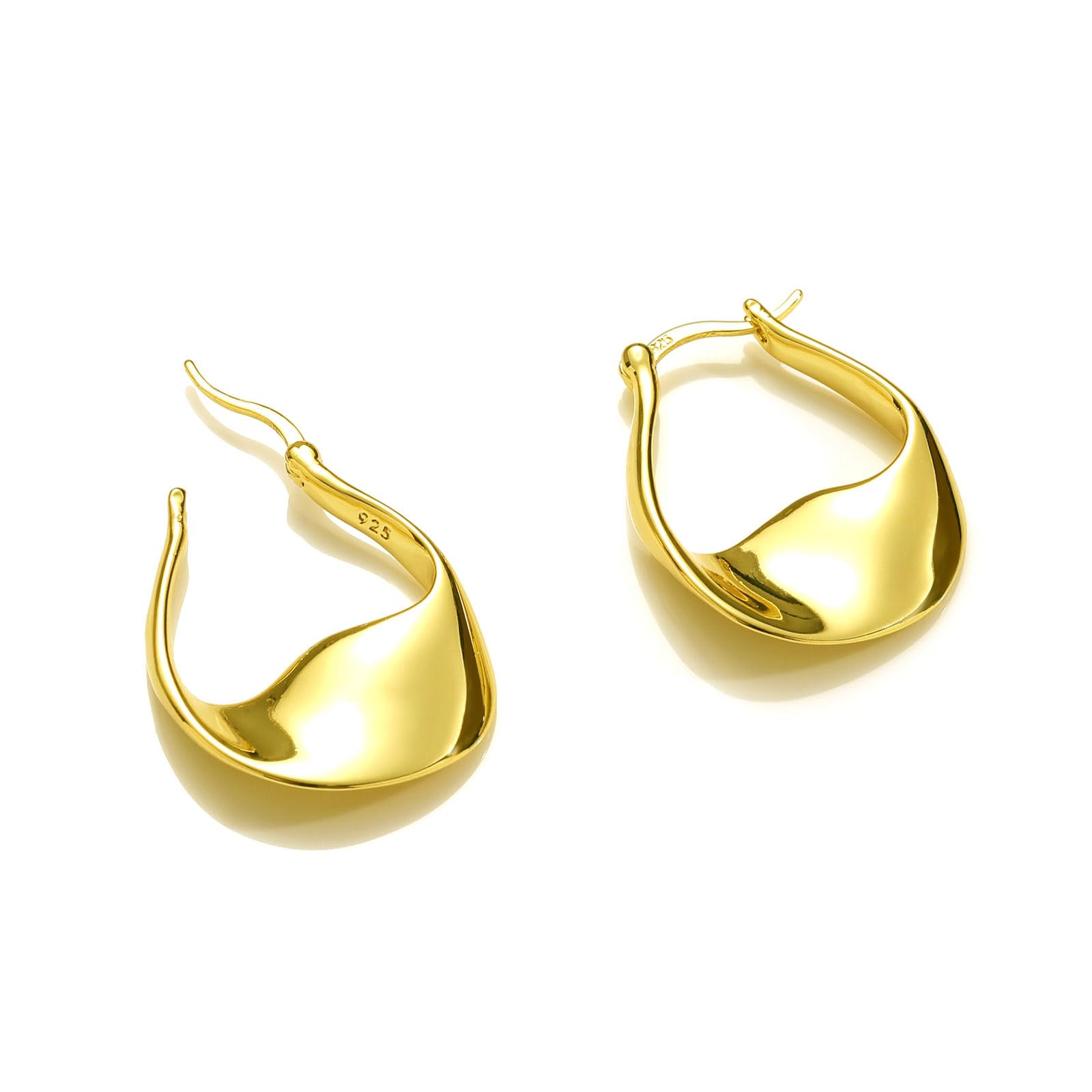 925 Sterling Silver Earrings Silver Hoop Earrings for Women Small Huggie Hoops, Lightweight Chunky Hoops, Hypoallergenic Nickel-Free Elegant Everyday Jewelry, Dainty Silver Earrings for Gifts