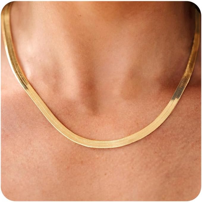 CHESKY Gold Necklace for Women 14K Plated/S925 sterling silver Snake Chain | Dainty Gold Necklace,Thin Chunky Chain,Simple Choker Necklaces for Women,Non tarnish Trendy Jewelry, Gifts for Women