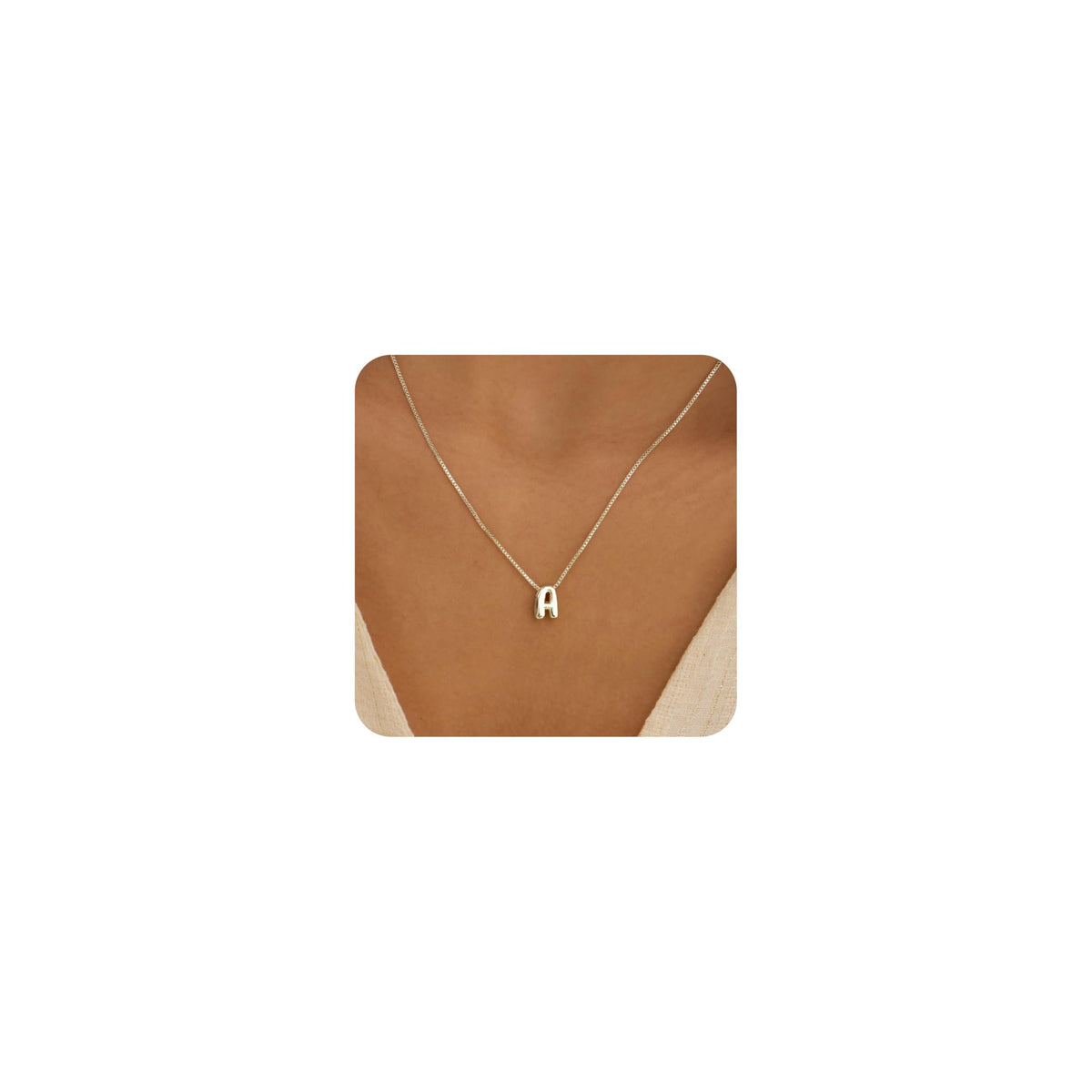 14K Gold Plated Bubble Letter Necklace, Tarnish Free and Waterproof Dainty Initial Necklace for Women, Trendy Personalized Gold Jewelry Gift for Her