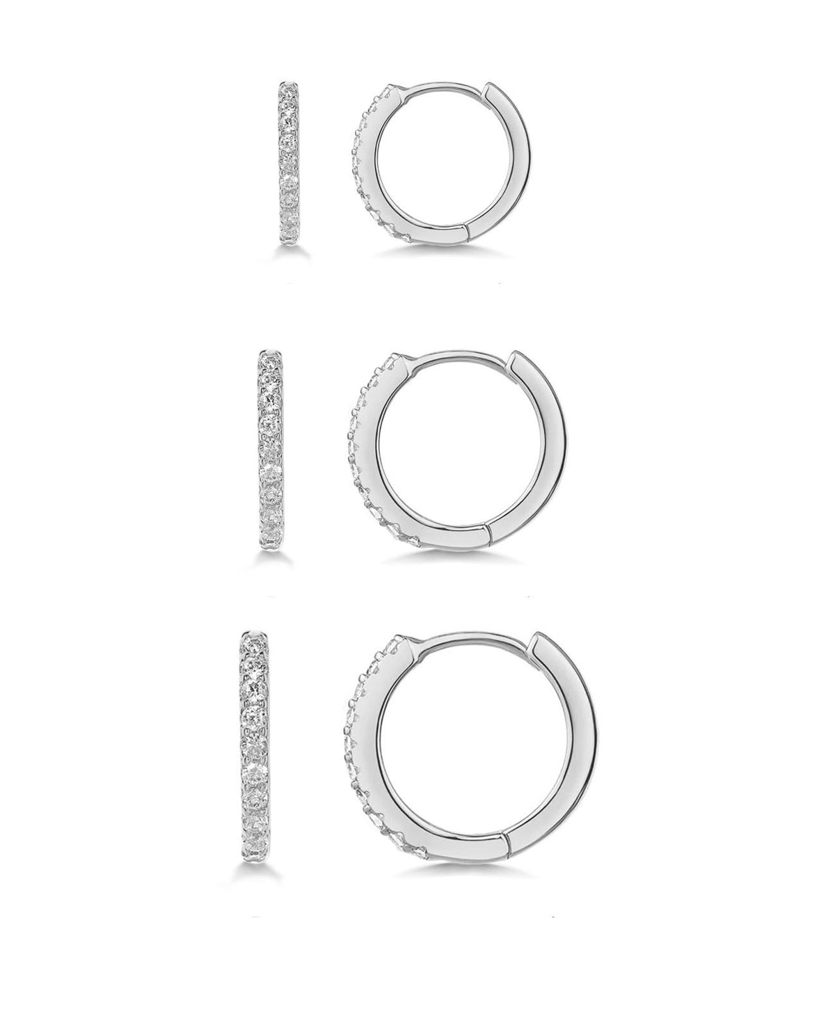 3 Pairs Gold Hoop Earrings Set for Women Trendy Chunky Small Huggie Jewelry | Hypoallergenic Silver Post Earrings for Sensitive Ears Non Tarnish, Stacks for Multiple Piercings, Gifts for Women
