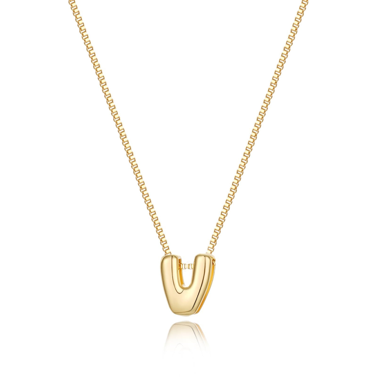 14K Gold Plated Bubble Letter Necklace, Tarnish Free and Waterproof Dainty Initial Necklace for Women, Trendy Personalized Gold Jewelry Gift for Her