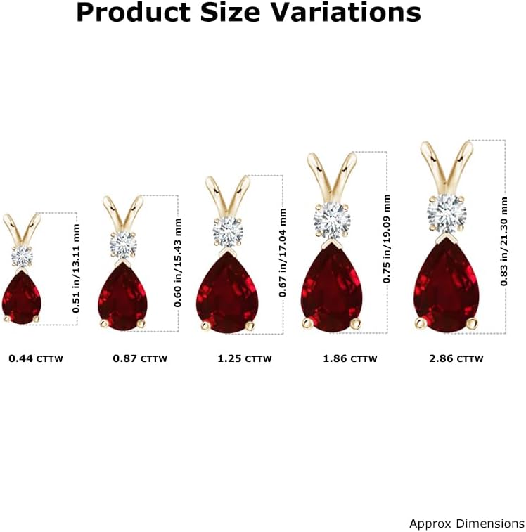 Angara Natural Ruby Teardrop Necklace With Diamond for Women | Red Gemstone Solitaire Pendant With 18" Chain | July Birthstone Jewelry Available in 14K Solid Gold / Silver / Platinum
