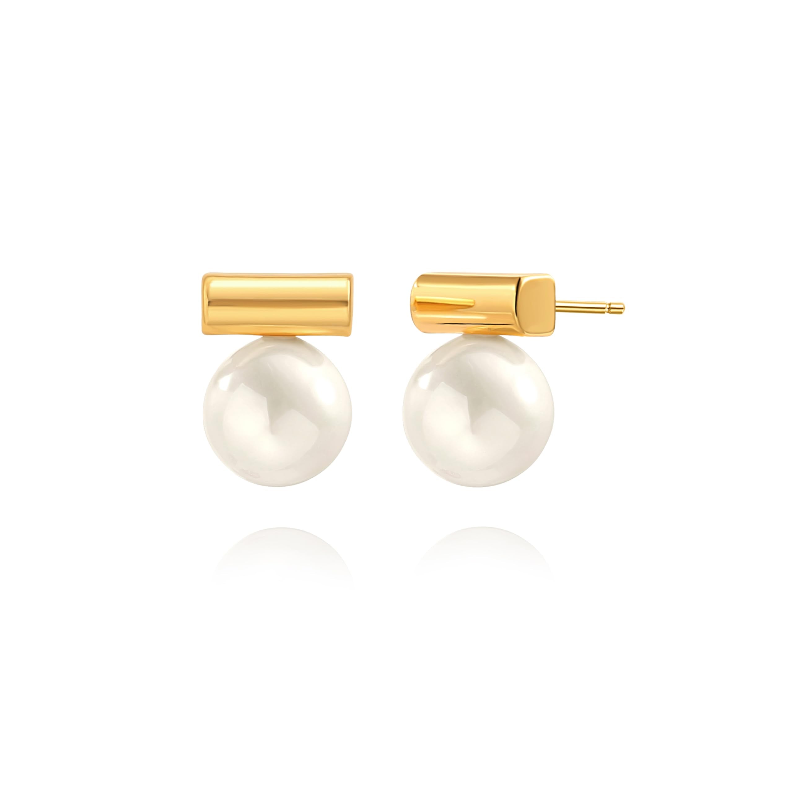 925 Sterling Silver Hoop Handpicked AAA+ Quality 7.5-8mm White Freshwater Cultured Pearl Dangle Drop Earrings Jewelry for Women