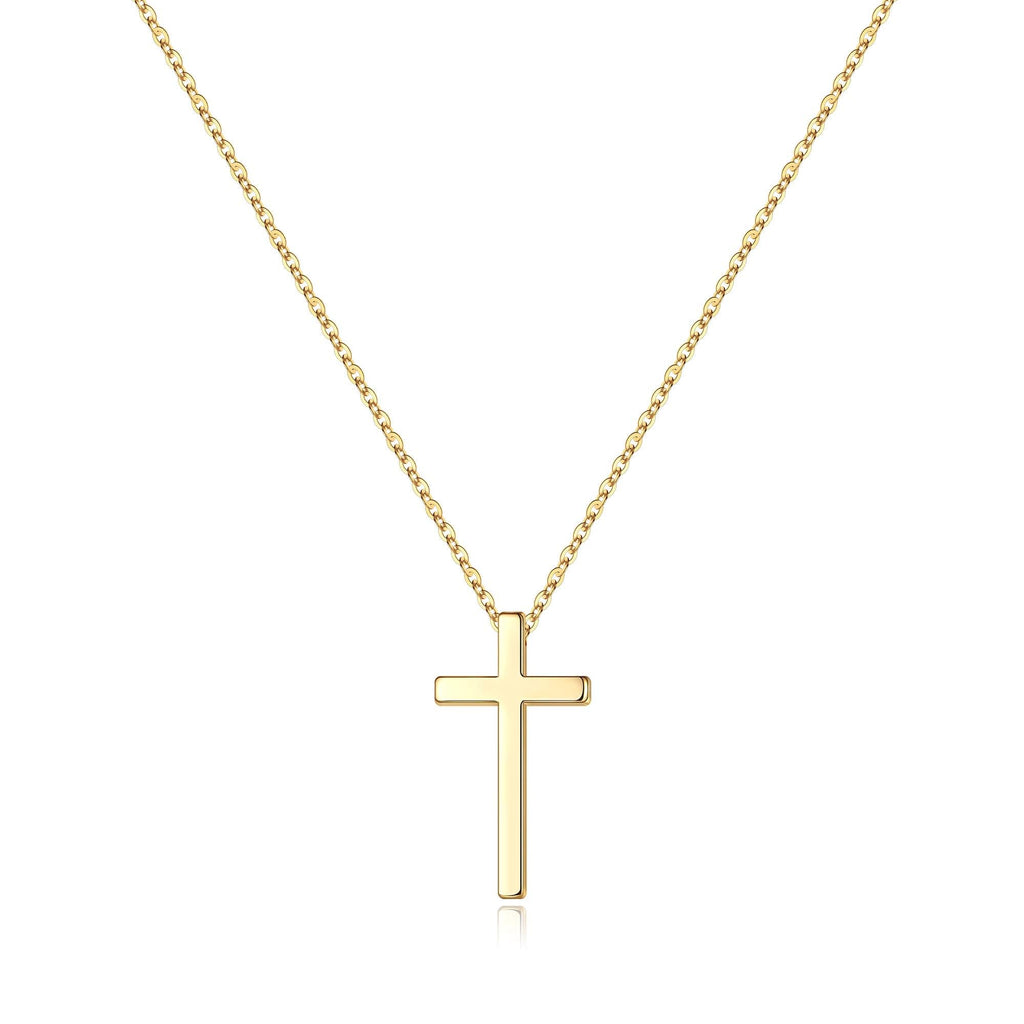 M MOOHAM Cross Necklace for Women Girls, Dainty 14K Gold Plated Cross Pendant Necklace Sideways Cross Choker Layered Necklaces for Women Girls