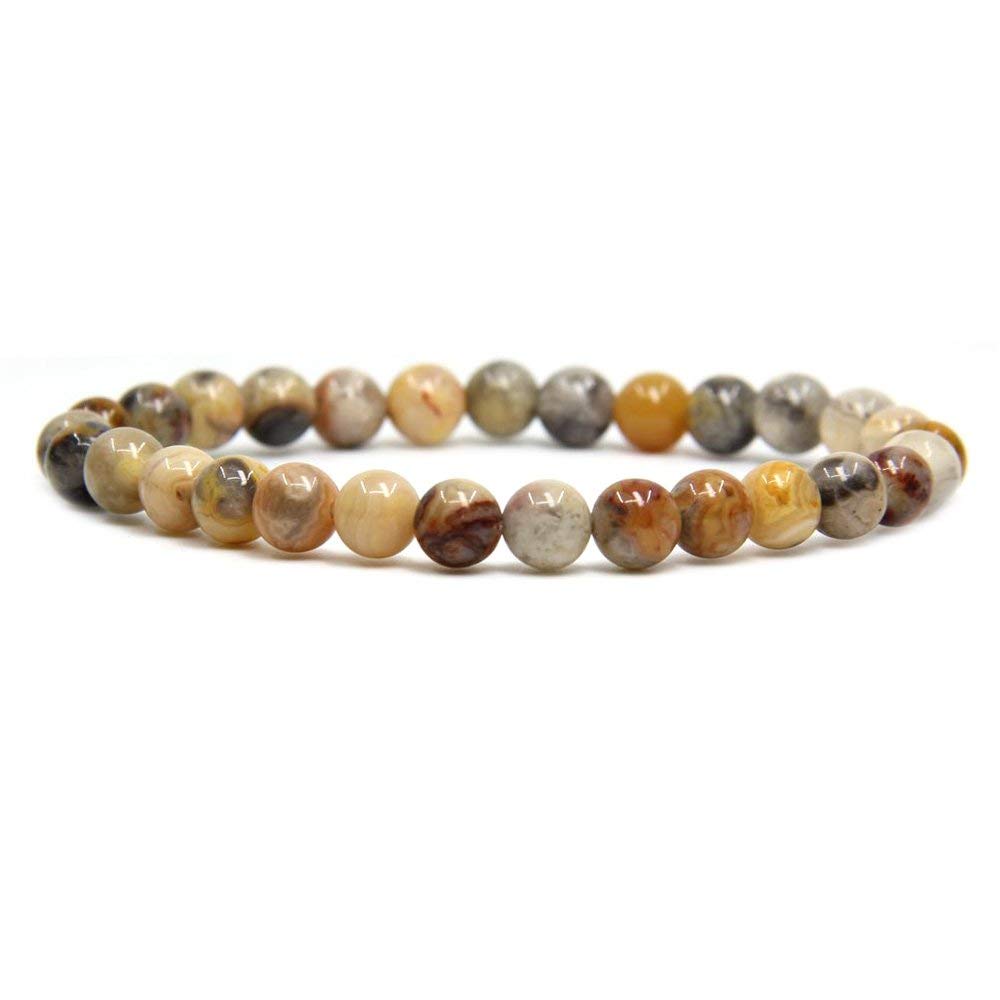 Angelstones Gemstones 6mm Round Beads Healing Crystal Bracelet for women | Natural Gemstone, Handmade Gifts for Women, Healing Crystal Round Beaded Stretch Bracelets, Unisex Jewelry for Women and Men