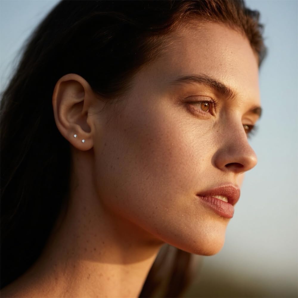 10 Pairs Small Stud Earrings for Women Hypoallergenic Multiple Piercings | Clear Sparkle, Lightweight Comfort for Everyday Wear, Second Third Hole Styling, Helix Ready, Easy to Stack, Minimal Look