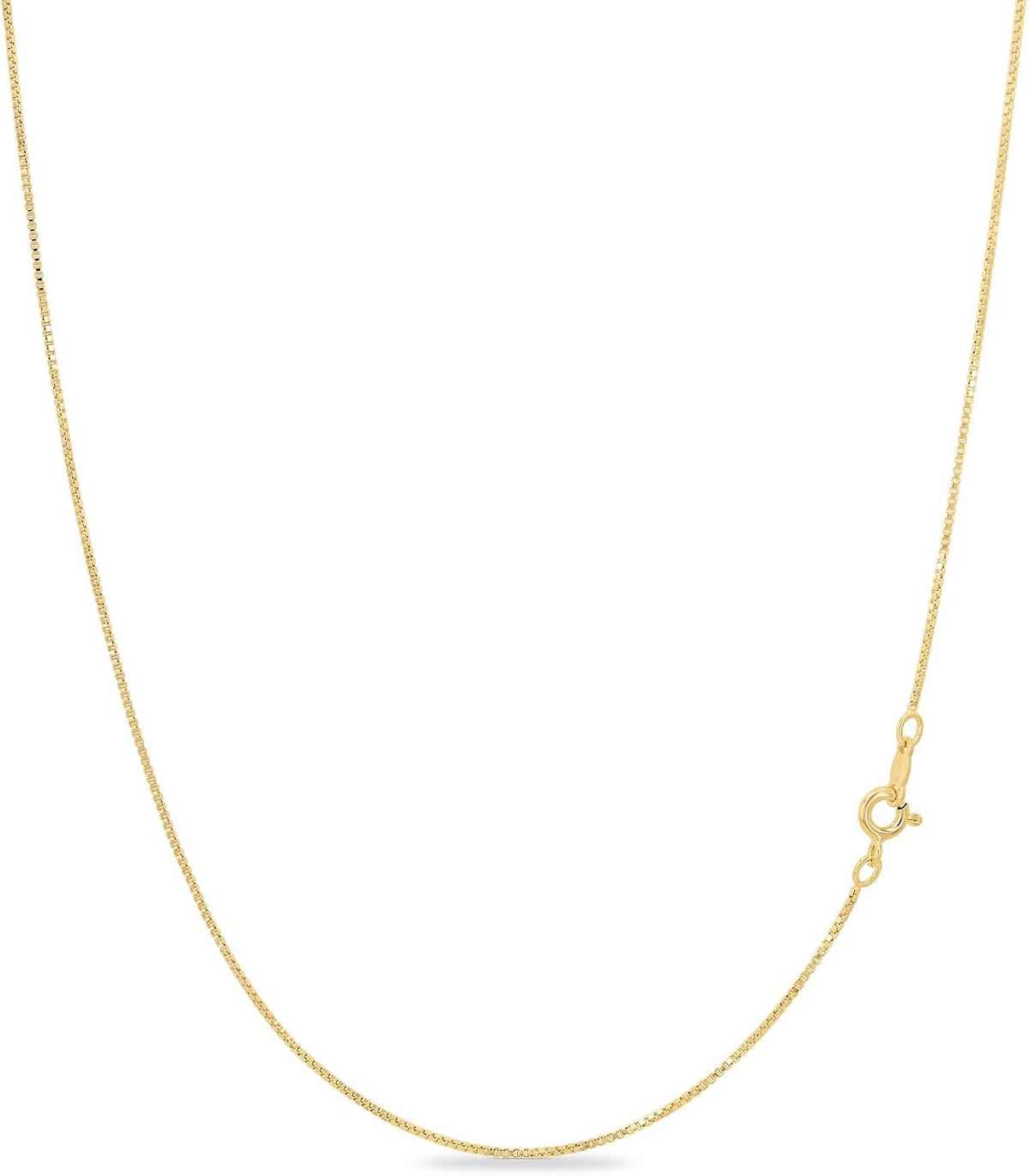 KEZEF Dainty Box Chain Necklace for Women, Gold or Silver, 15-40 Inch | 1mm tarnish-resistant chain in 925 sterling silver, 18K gold or rose gold plated. Nickel-free. Holds pendants securely.