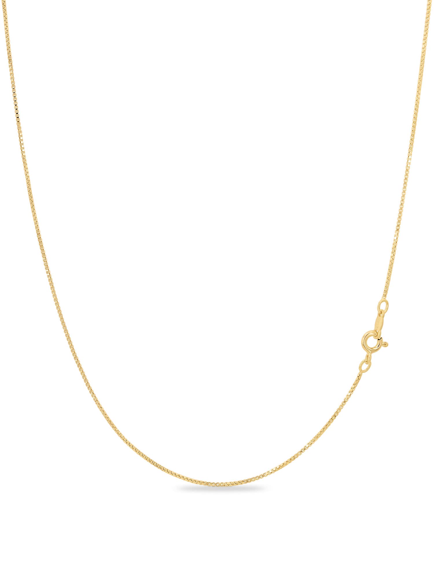 KEZEF Dainty Box Chain Necklace for Women, Gold or Silver, 15-40 Inch | 1mm tarnish-resistant chain in 925 sterling silver, 18K gold or rose gold plated. Nickel-free. Holds pendants securely.