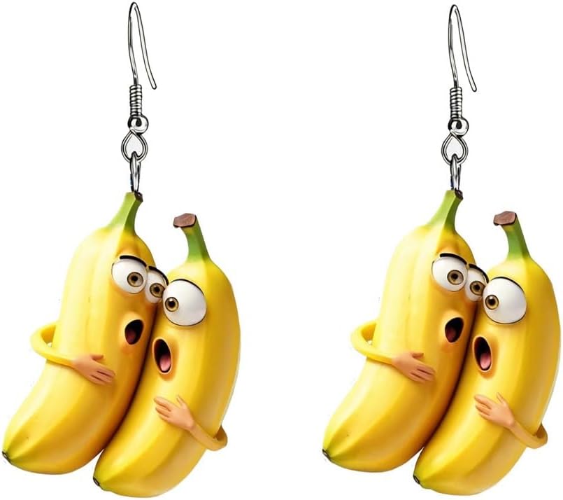 3D Resin Imitate Fruits Dangle Earrings Lightweight Lifelike Banana Strawberry Cherry Orange Dangle Drop Earrings for Women Cute Decoration Jewelry Gifts