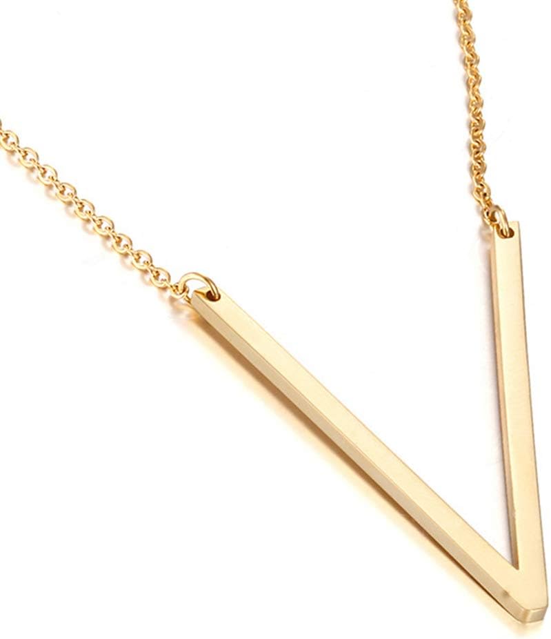 MOMOL Sideways Initial Necklace for Women Gold Plated Large Letter Necklace | Sideways Initial Necklace 18K Gold Plated Stainless Steel Large Big Letters Pendant Persoanlized Name Necklaces