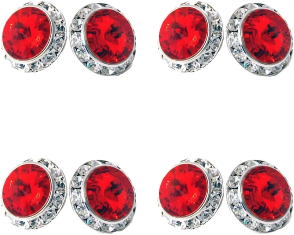 4 Pairs 15mm Rhinestone Round Shaped Acrylic Stone Crystal Ear Studs for Dance Competitions