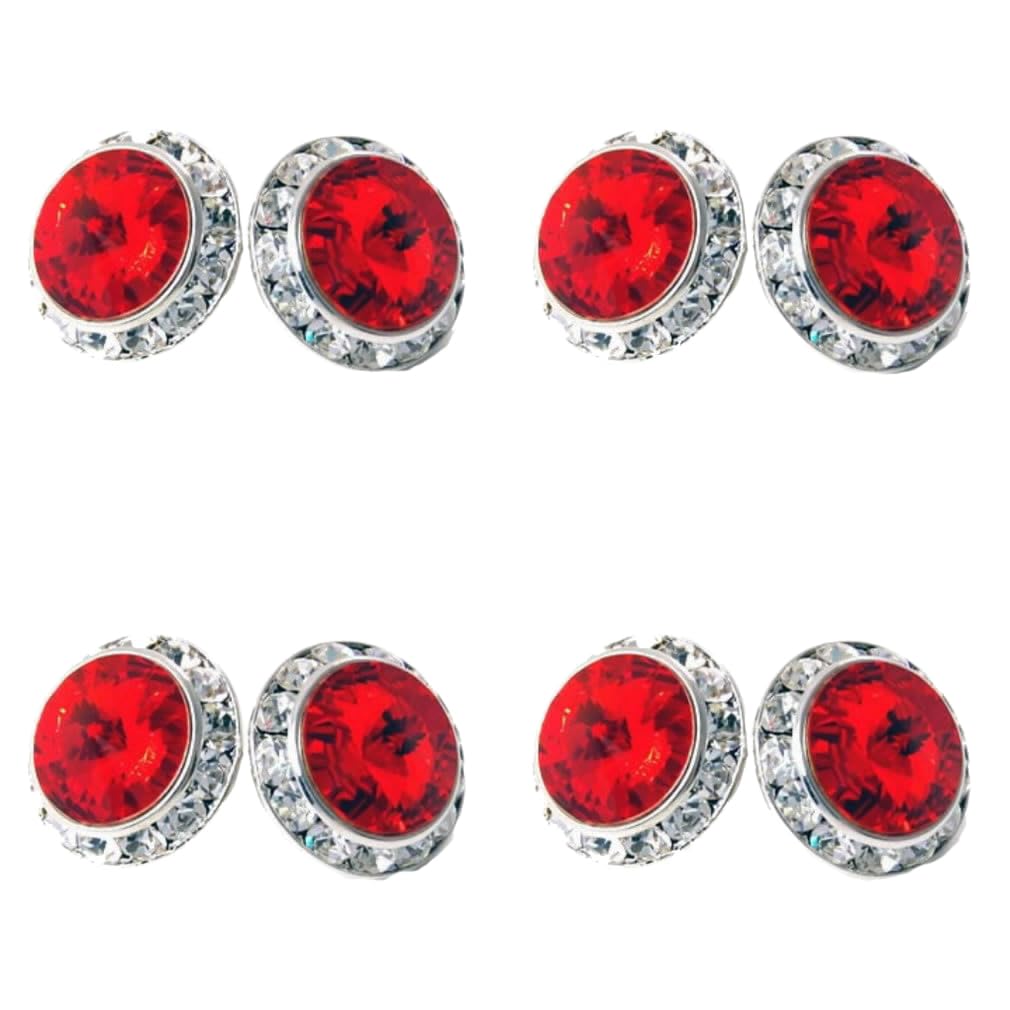 4 Pairs 15mm Rhinestone Round Shaped Acrylic Stone Crystal Ear Studs for Dance Competitions