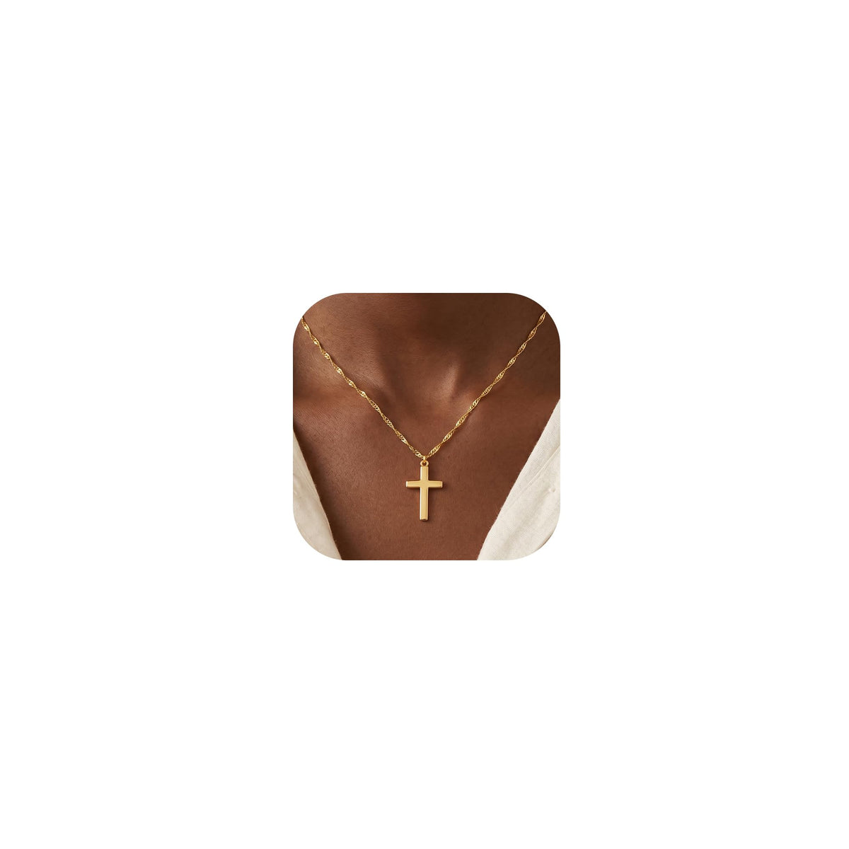 14K Gold Plated Cross Necklace for Women, Christian Jewelry | Hypoallergenic & Non-Tarnish Waterproof, Dainty Minimalist Everyday Wear, Baptism Confirmation Communion Faith Gift for Her