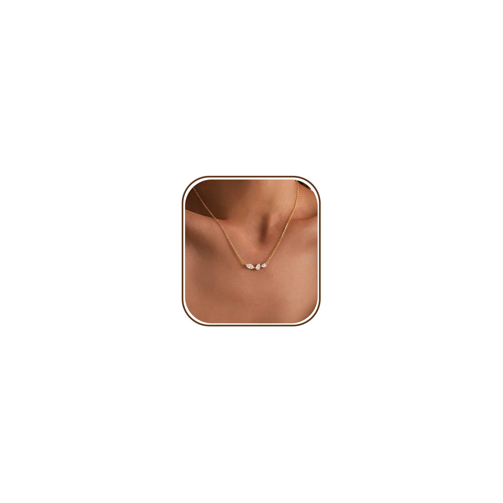 Gold Necklace For Women,Dainty Rhinestone Choker Necklace 14K Gold Plated Cubic Zirconia Pendant Necklaces Trendy Waterproof Statement Necklaces Fashion Womens Homecoming Jewelry