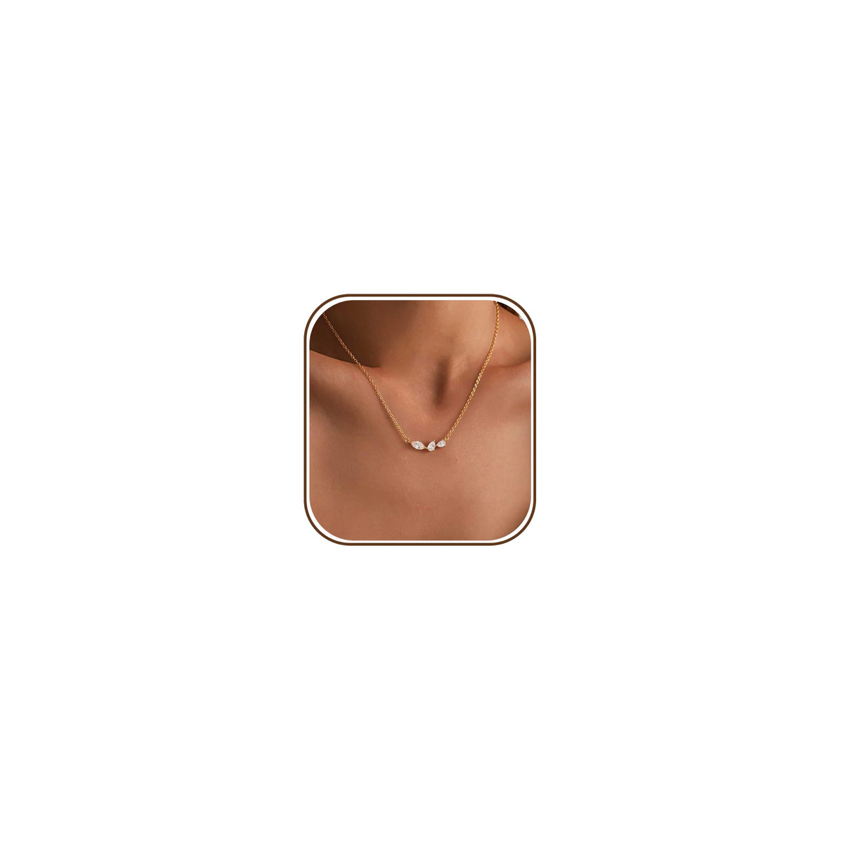 Gold Necklace For Women,Dainty Rhinestone Choker Necklace 14K Gold Plated Cubic Zirconia Pendant Necklaces Trendy Waterproof Statement Necklaces Fashion Womens Homecoming Jewelry