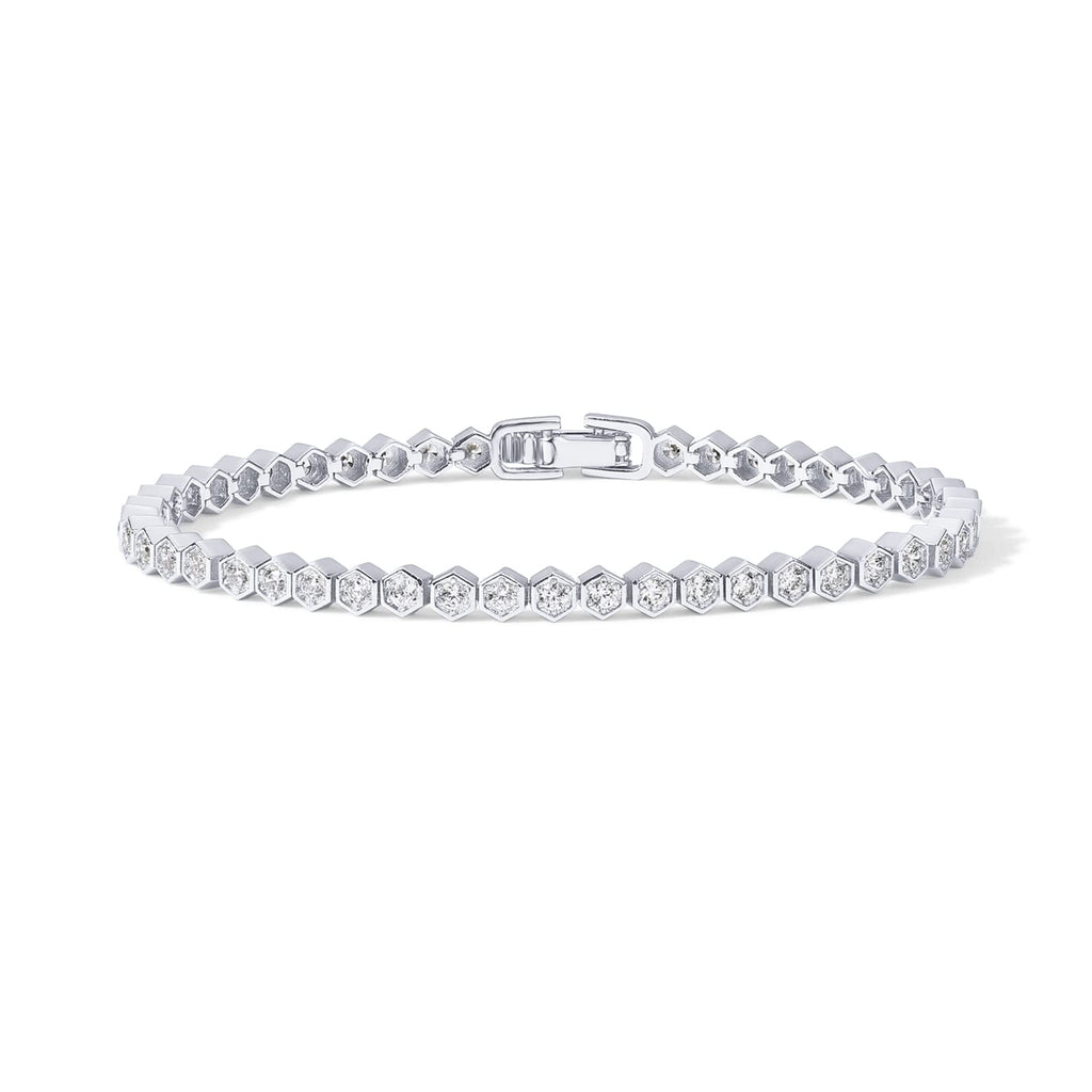 PAVOI 14K Gold Plated 2mm Cubic Zirconia Honeycomb Tennis Bracelet | Gold Bracelet for Women | Gold Bracelets with 2mm Honeycomb Cubic Zirconia, Size 6.5-7.5 Inch