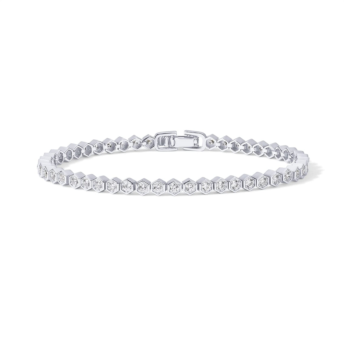 PAVOI 14K Gold Plated 2mm Cubic Zirconia Honeycomb Tennis Bracelet | Gold Bracelet for Women | Gold Bracelets with 2mm Honeycomb Cubic Zirconia, Size 6.5-7.5 Inch