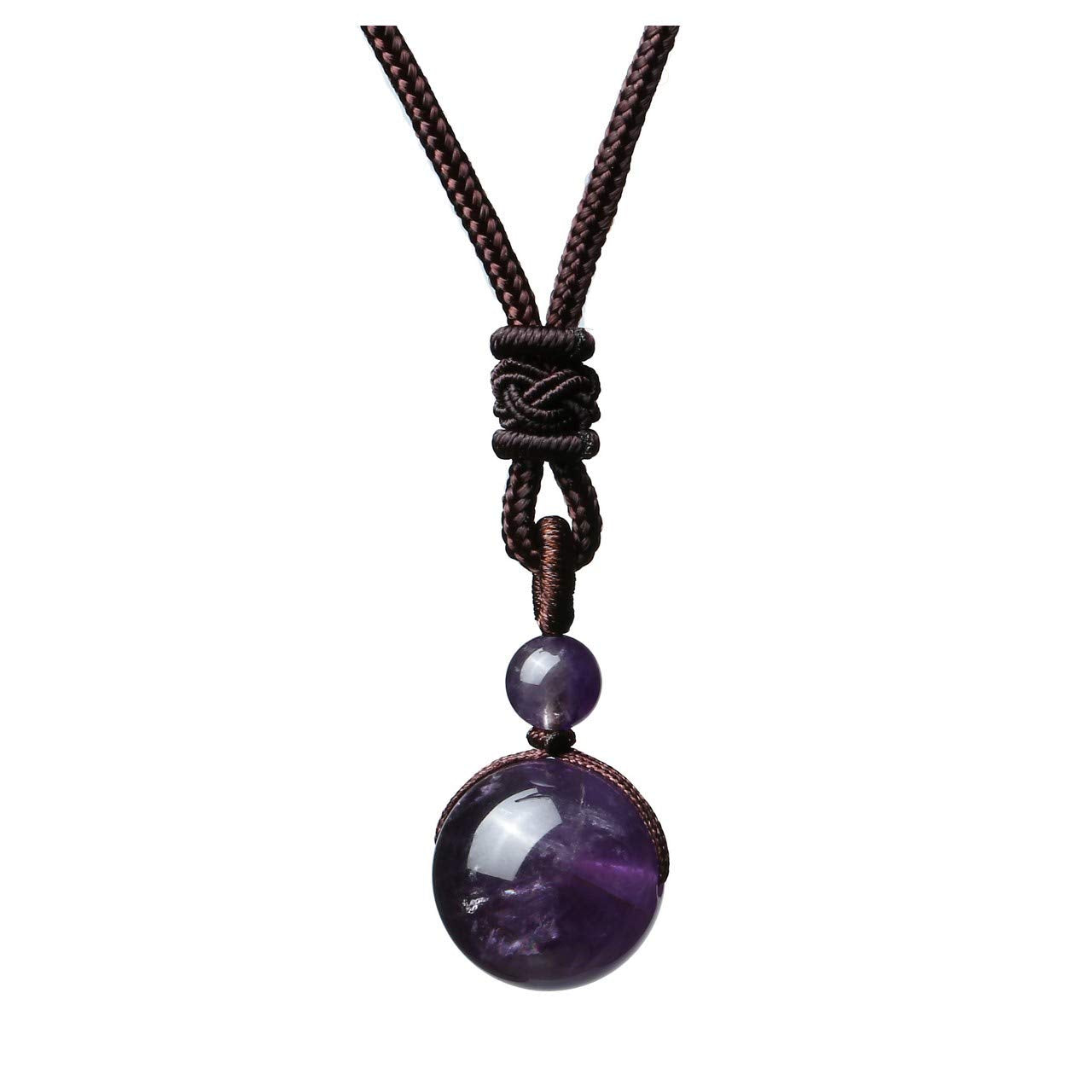 Jovivi Healing Crystals Necklace Natural Tiger Eye Amethyst Lucky Blessing Protection Chakra Beads Stone Pendant for Women Men Adjustable