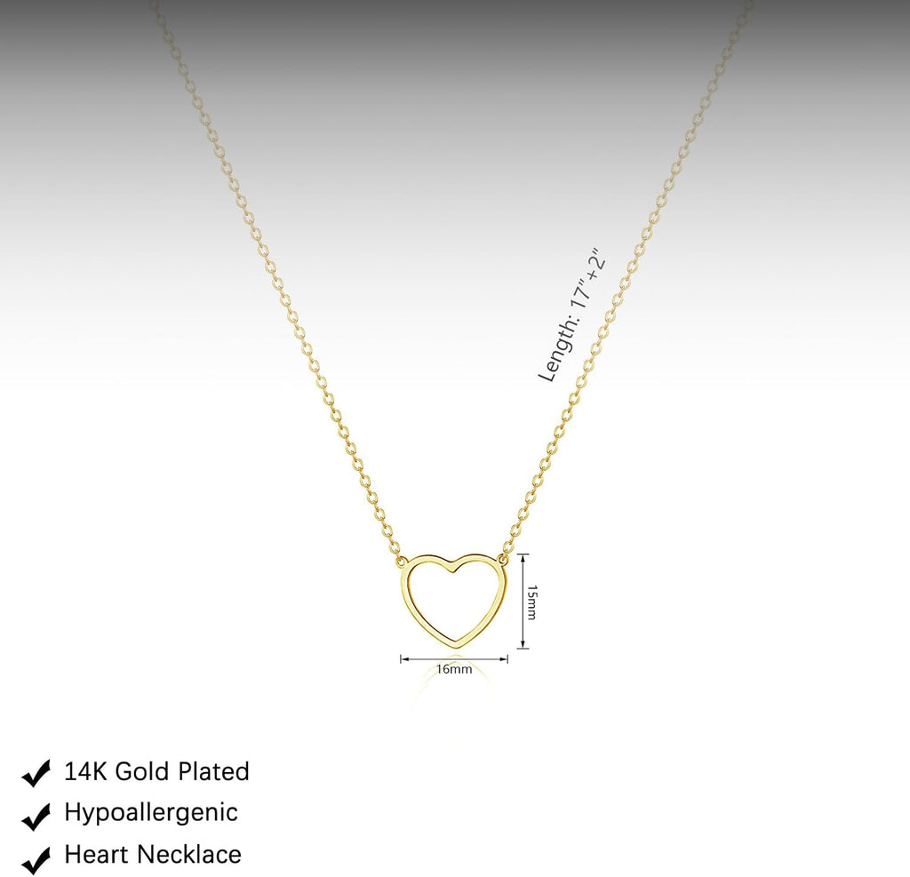 HERIER Cute Heart Necklace Dainty 18k Gold Plated Tiny Heart Pendant Choker Necklaces Small Gold Love Open Heart Chain Necklace for Women Simple Gold Necklace for Women Trendy Jewelry