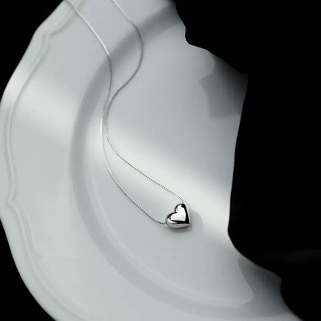 Silver Heart Pendant Necklace for Women Dainty Minimalist Jewelry