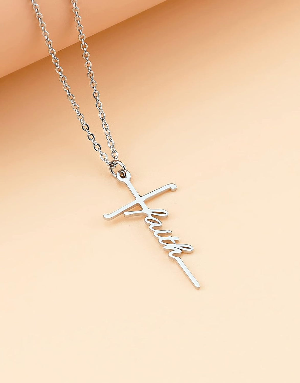Lcherry Faith Cross Pendant Necklace for Women Religious Christian Jewelry Birthday Christmas Gifts for Women