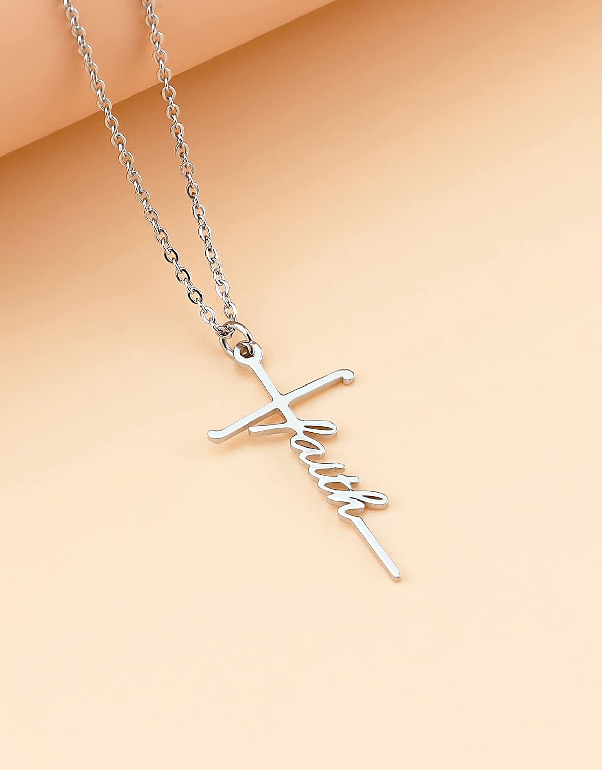Lcherry Faith Cross Pendant Necklace for Women Religious Christian Jewelry Birthday Christmas Gifts for Women