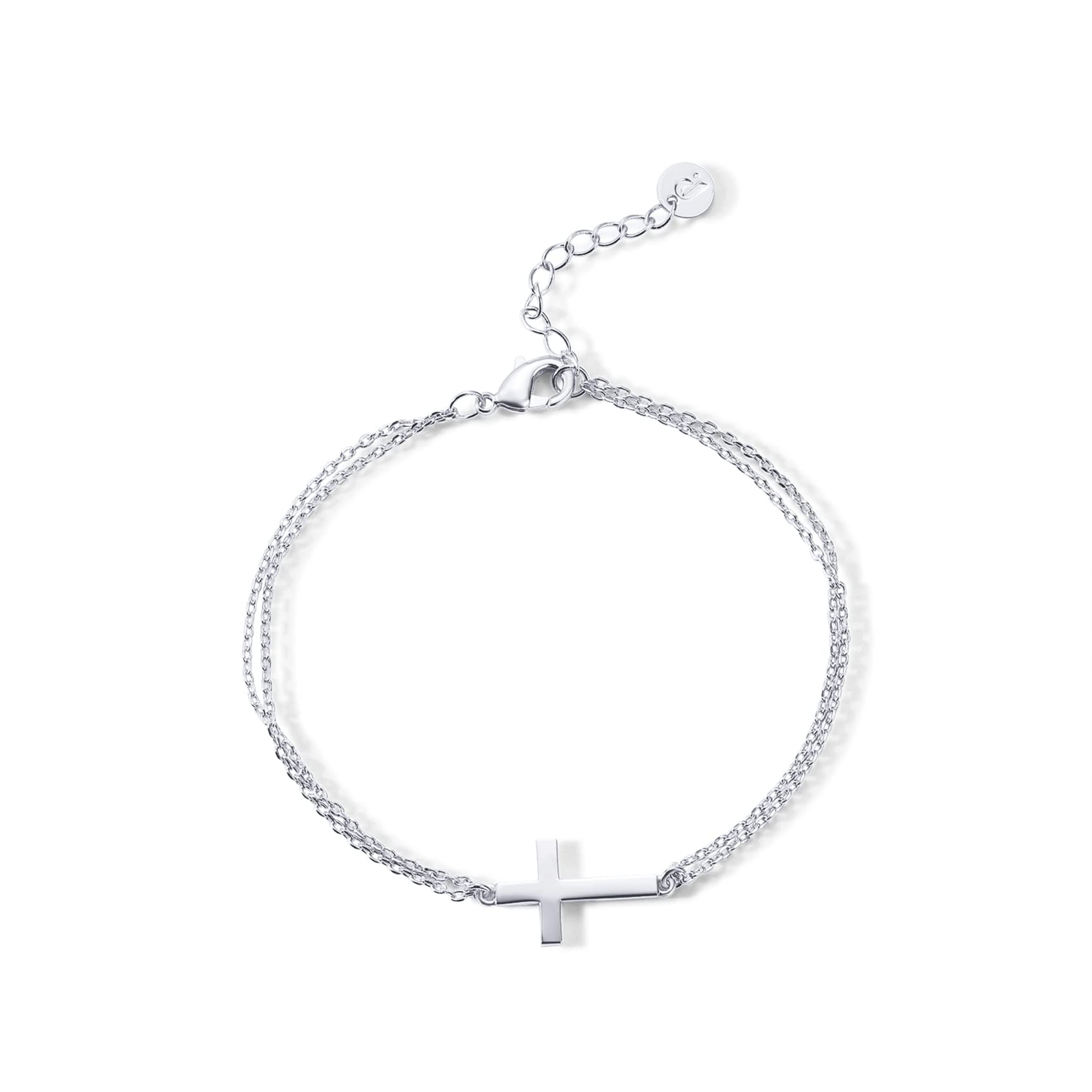 PAVOI 14K Gold Plated Sideways Cross Bracelet for Women, Religious Bracelet | Sideways Cross with Cubic Zirconia Religious Station Bracelet, Jewelry Confirmation Gift