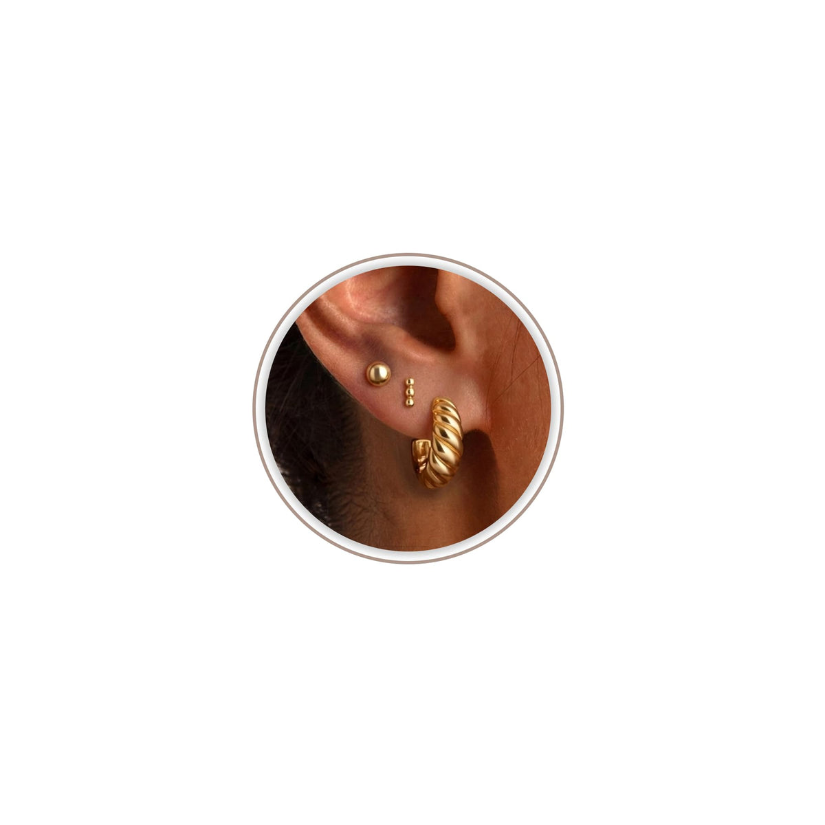 Freekiss 3 Pairs Hoop Earrings Set - Dainty Stud Dangle Cartilage for Women | Hypoallergenic Earrings, Cubic Zirconia Stackable Trendy Small Set Jewelry Gifts for Women