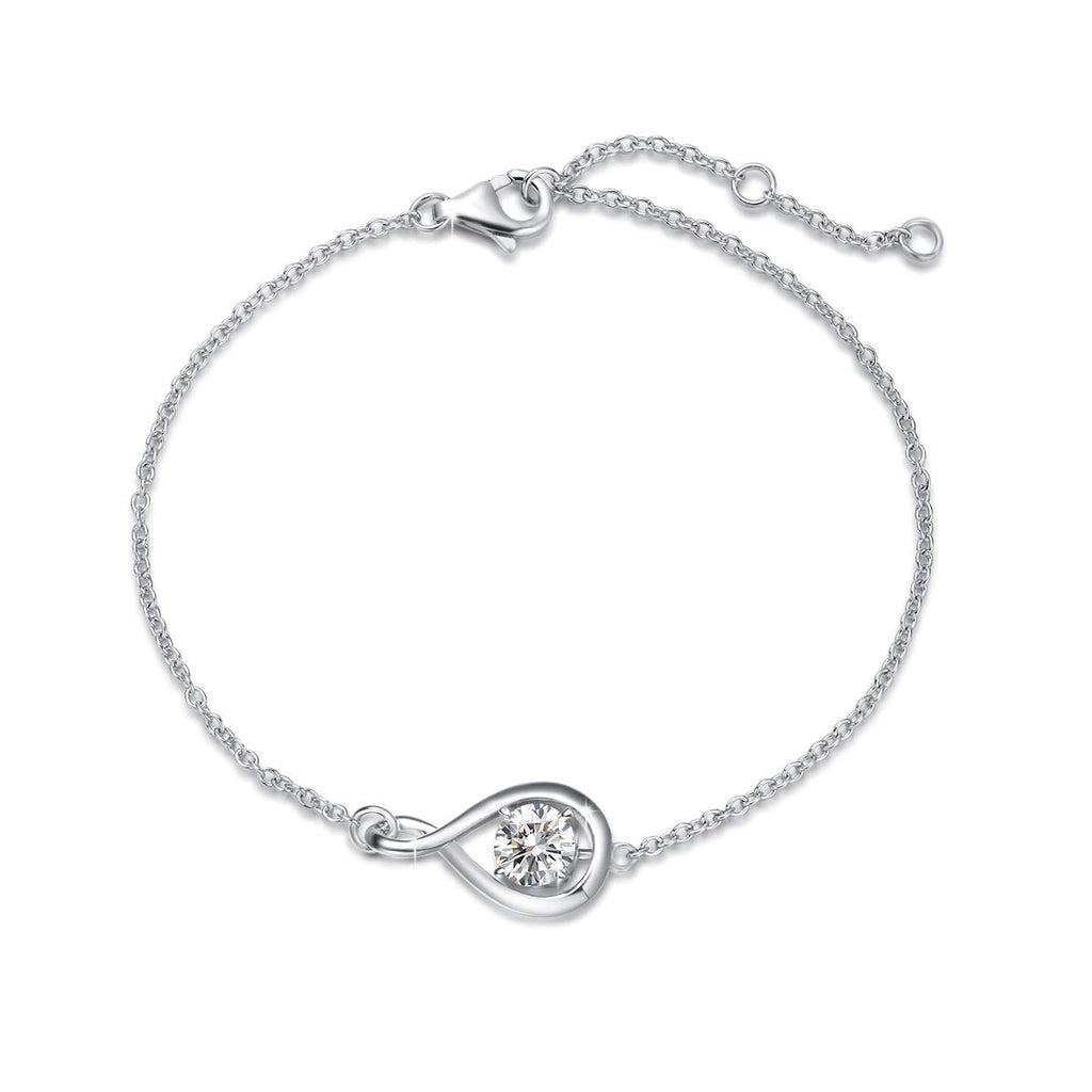 FANCIME Love Bracelet 925 Sterling Silver Infinity Birthstone Bracelets for Women Fine Jewelry Birthday Mothers Day Gifts for Her Mom Wife, Chain Length 6.7"+1.2" Extend