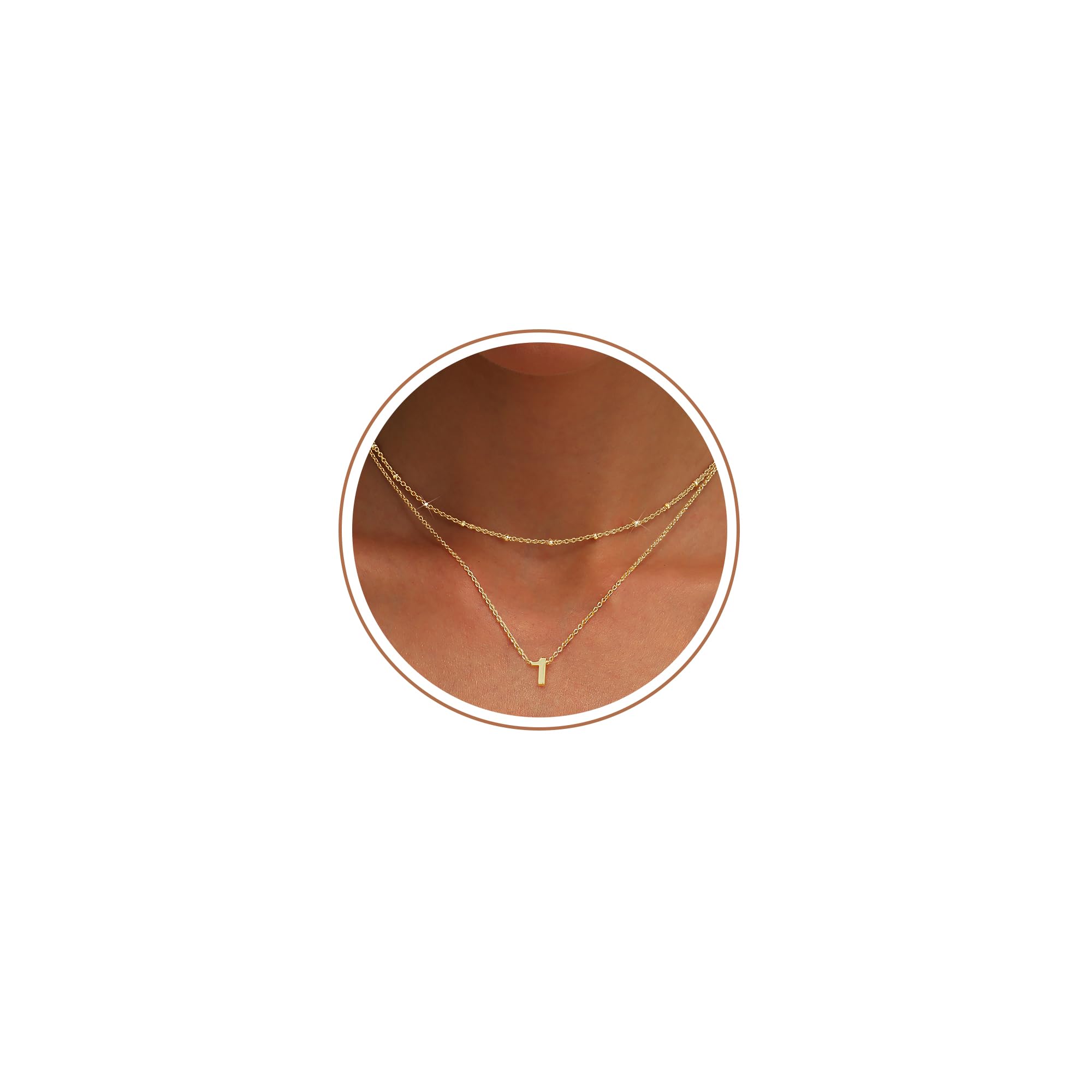 Number Necklace for Women, 14K Gold Plated Layered Chain Number Pendant Jewelry Gifts for Sister Mom Girlfriend Daughter